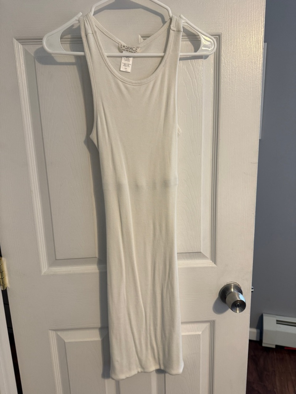 l*space White Ribbed Midi Tank Cut Out Dress